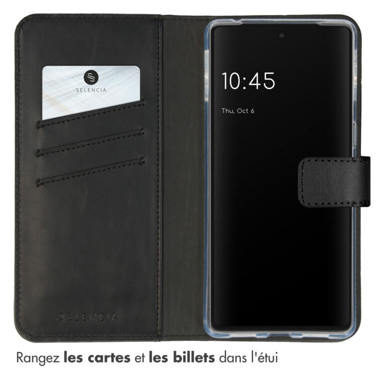 Selencia Echt Lederen Bookcase Google Pixel 7 Pro - Zwart - Afbeelding 7