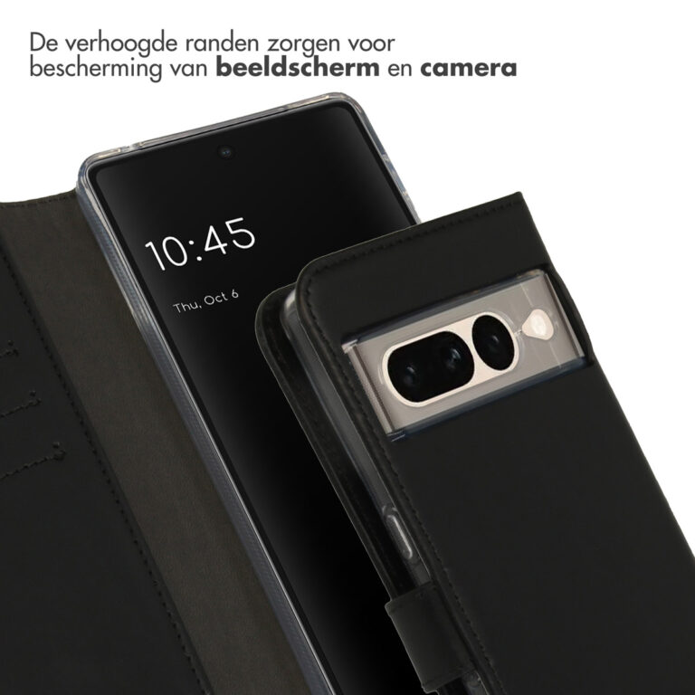 Selencia Echt Lederen Bookcase Google Pixel 7 Pro - Zwart - Afbeelding 3