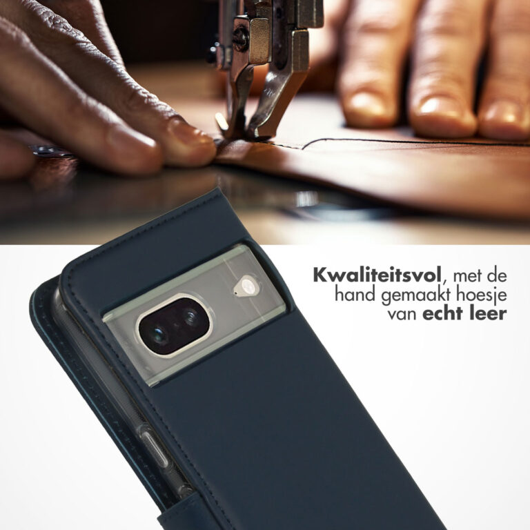 Selencia Echt Lederen Bookcase Google Pixel 7 - Blauw - Afbeelding 4