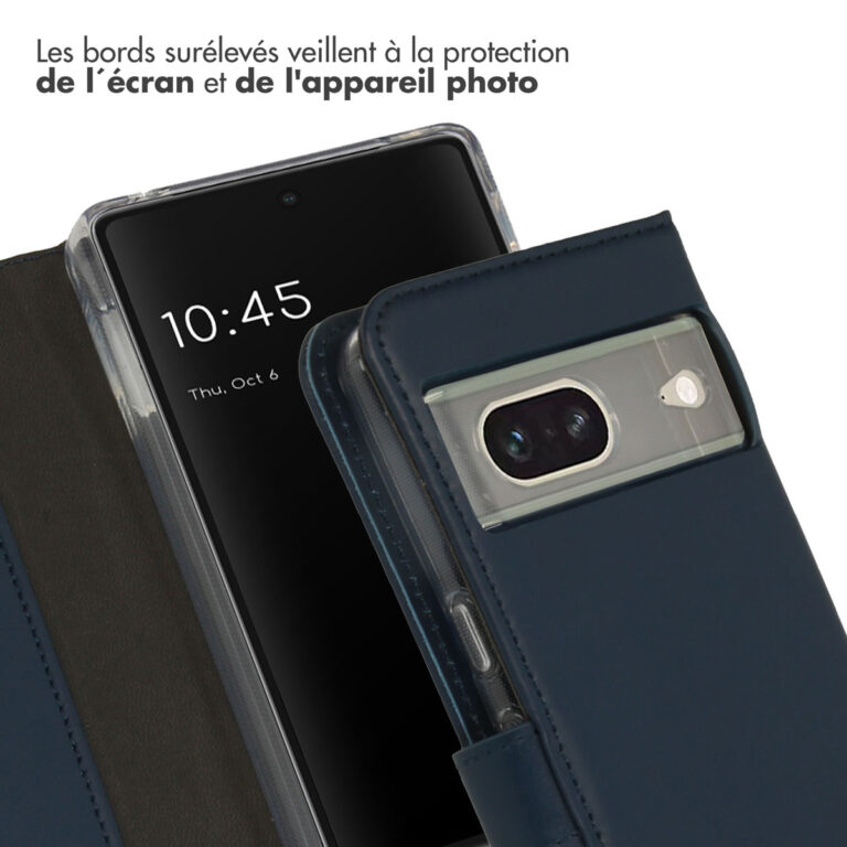 Selencia Echt Lederen Bookcase Google Pixel 7 - Blauw - Afbeelding 7