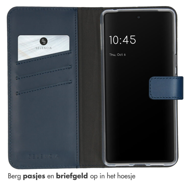 Selencia Echt Lederen Bookcase Google Pixel 7 - Blauw - Afbeelding 3