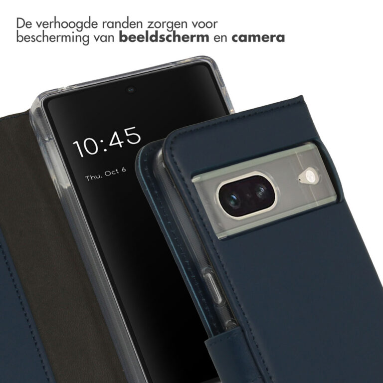 Selencia Echt Lederen Bookcase Google Pixel 7 - Blauw - Afbeelding 2