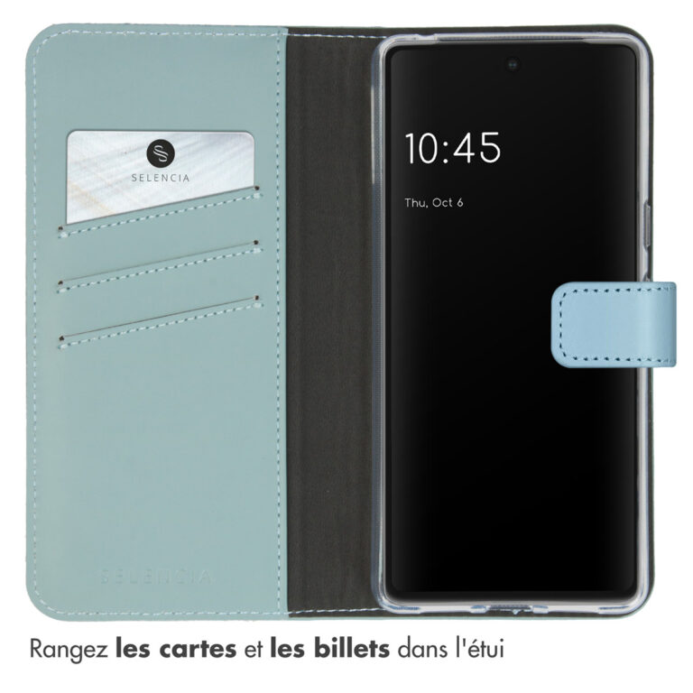 Selencia Echt Lederen Bookcase Google Pixel 7 - Air Blue - Afbeelding 7