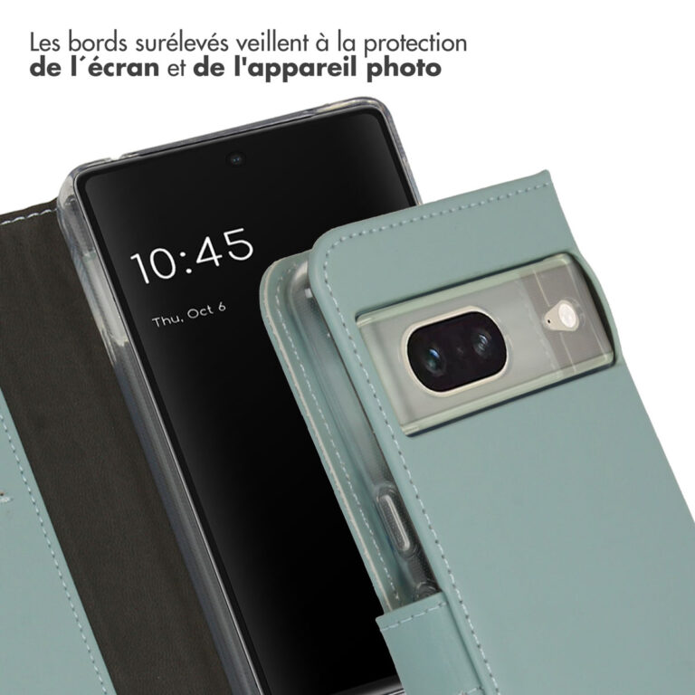 Selencia Echt Lederen Bookcase Google Pixel 7 - Air Blue - Afbeelding 6
