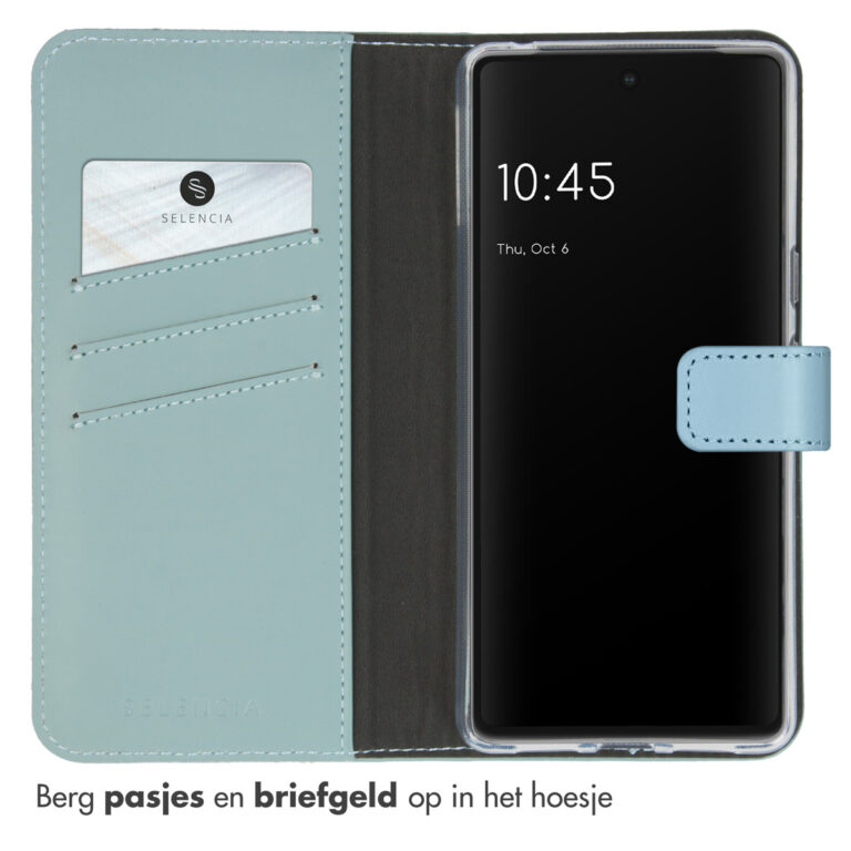 Selencia Echt Lederen Bookcase Google Pixel 7 - Air Blue - Afbeelding 3