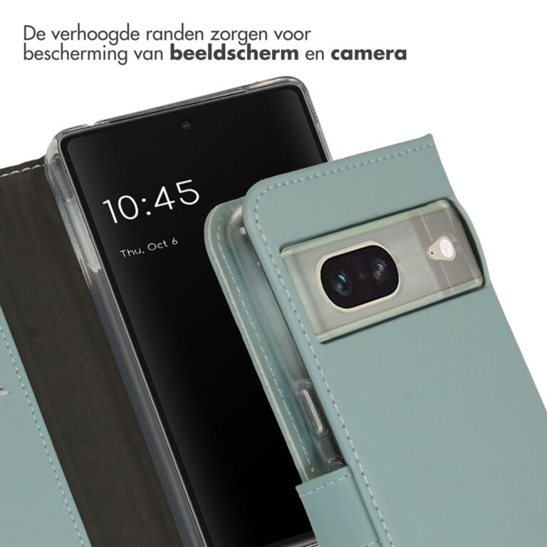 Selencia Echt Lederen Bookcase Google Pixel 7 - Air Blue - Afbeelding 2