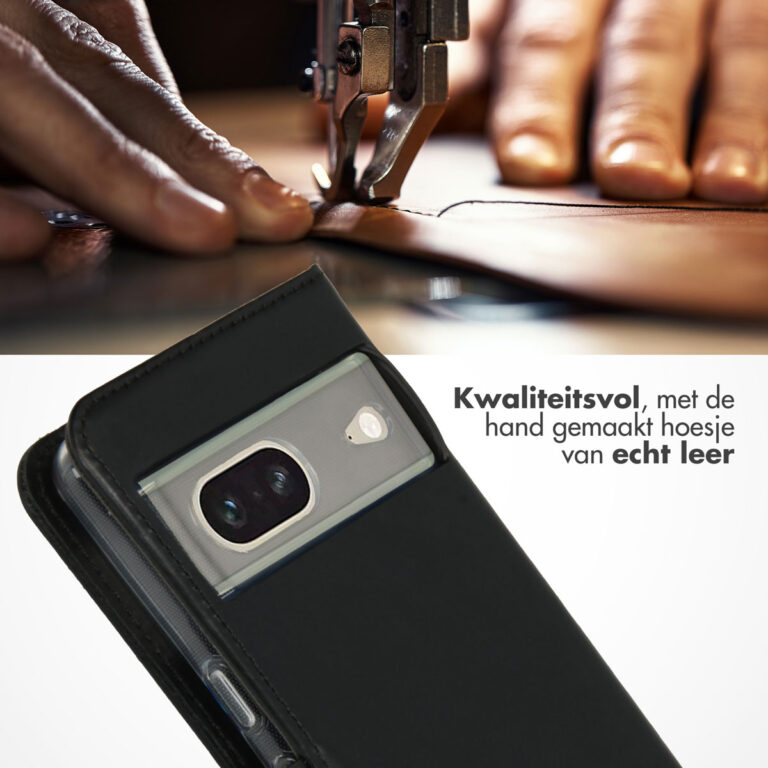 Selencia Echt Lederen Bookcase Google Pixel 7 - Zwart - Afbeelding 5