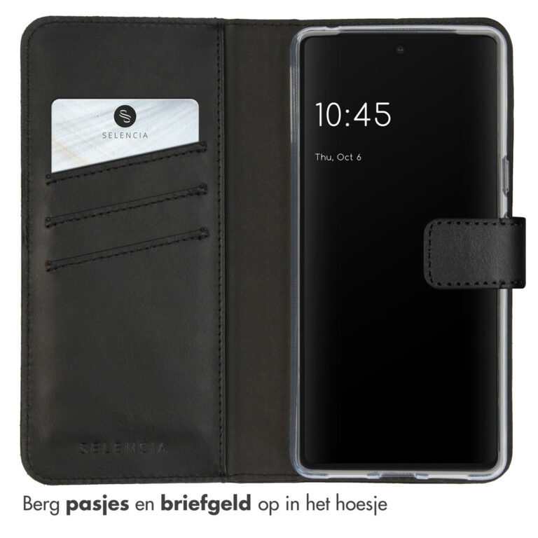 Selencia Echt Lederen Bookcase Google Pixel 7 - Zwart - Afbeelding 4