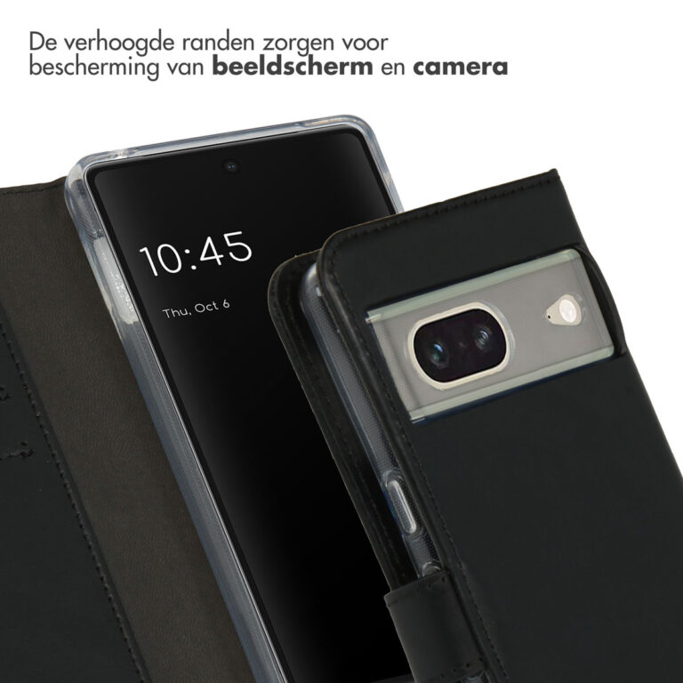Selencia Echt Lederen Bookcase Google Pixel 7 - Zwart - Afbeelding 3