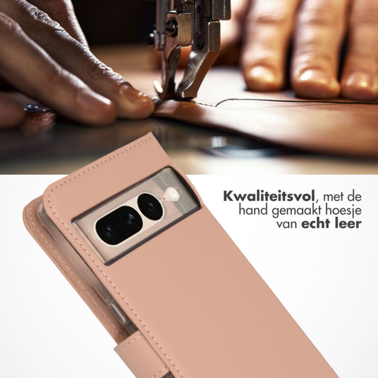 Selencia Echt Lederen Bookcase Google Pixel 7 Pro - Dusty Pink - Afbeelding 4