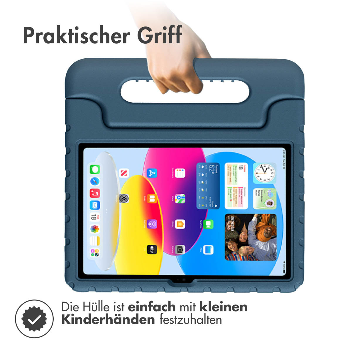 Accezz Kidsproof Backcover met handvat Apple iPad 11 (2025) 11 inch A16 / iPad 10 (2022) 10.9 inch - Donkerblauw - Afbeelding 7