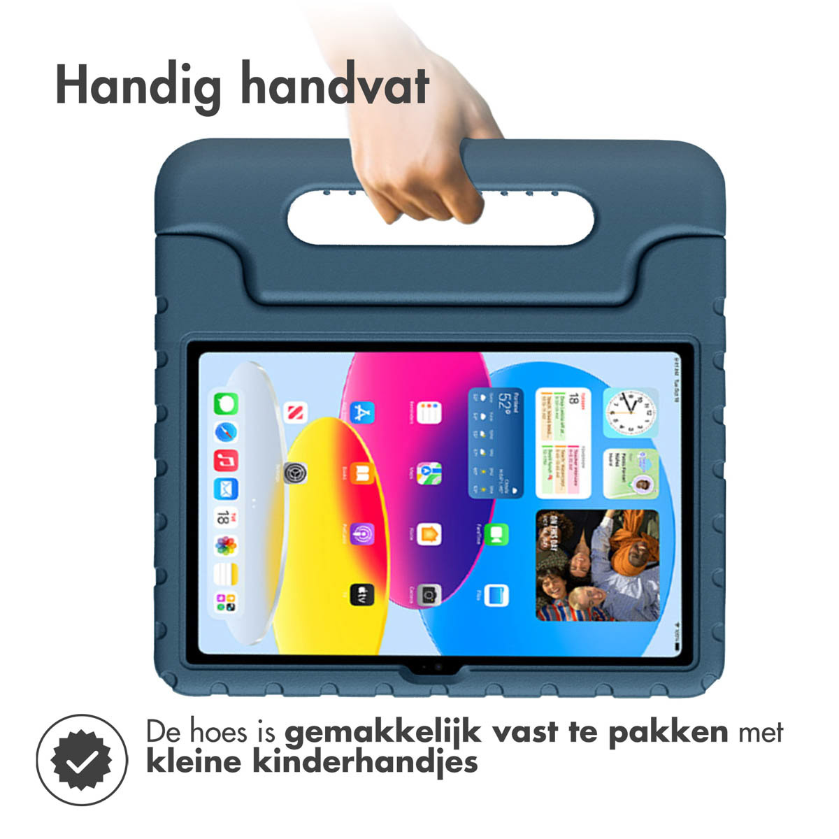 Accezz Kidsproof Backcover met handvat Apple iPad 11 (2025) 11 inch A16 / iPad 10 (2022) 10.9 inch - Donkerblauw - Afbeelding 9