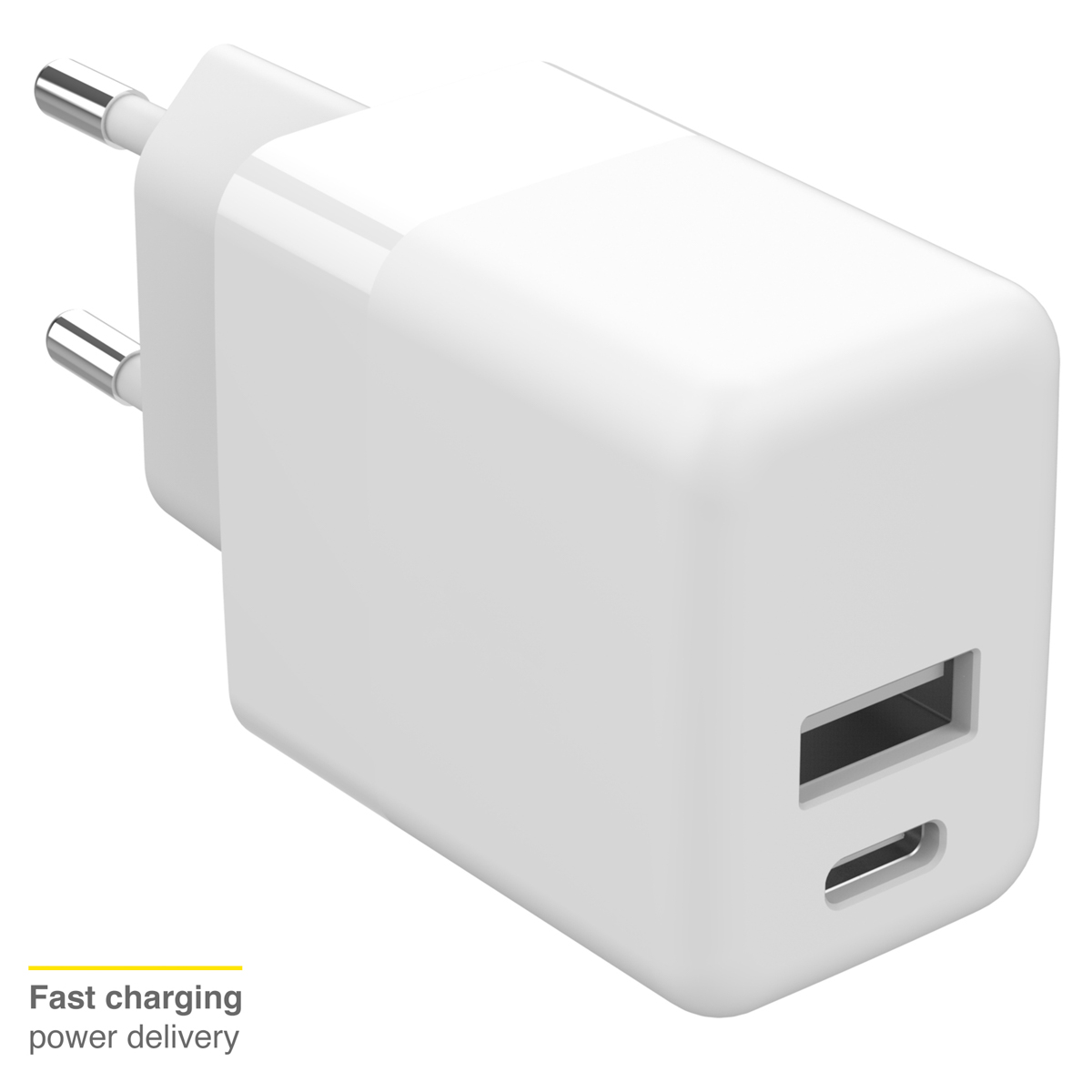 Accezz Wall Charger - Oplader - USB-C en USB aansluiting - Power Delivery - 20 Watt - White - Afbeelding 3