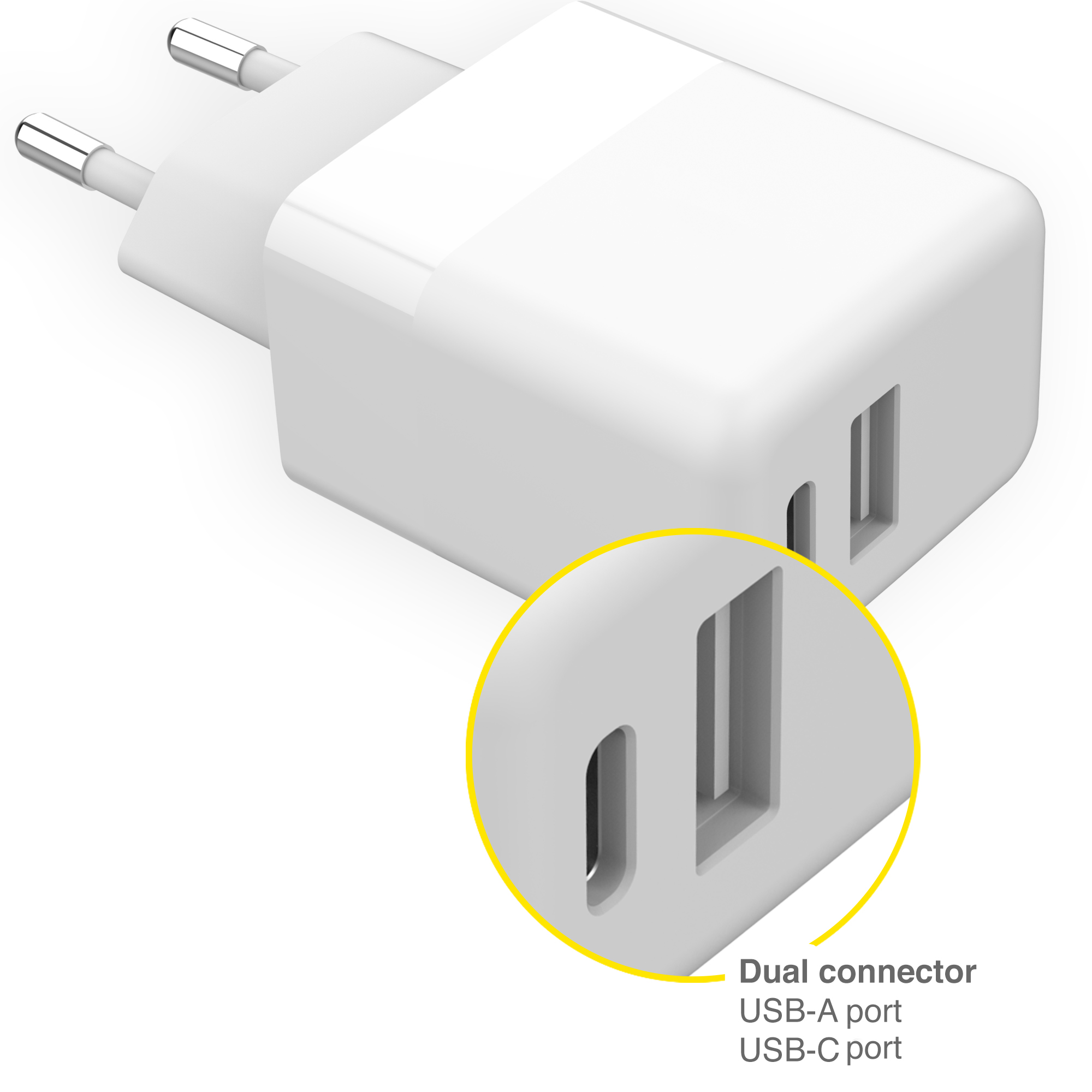 Accezz Wall Charger - Oplader - USB-C en USB aansluiting - Power Delivery - 20 Watt - White - Afbeelding 2