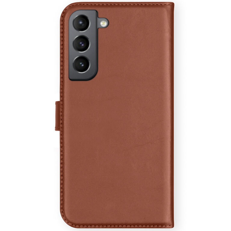 Selencia Echt Lederen Bookcase Samsung Galaxy S21 FE - Lichtbruin - Afbeelding 2