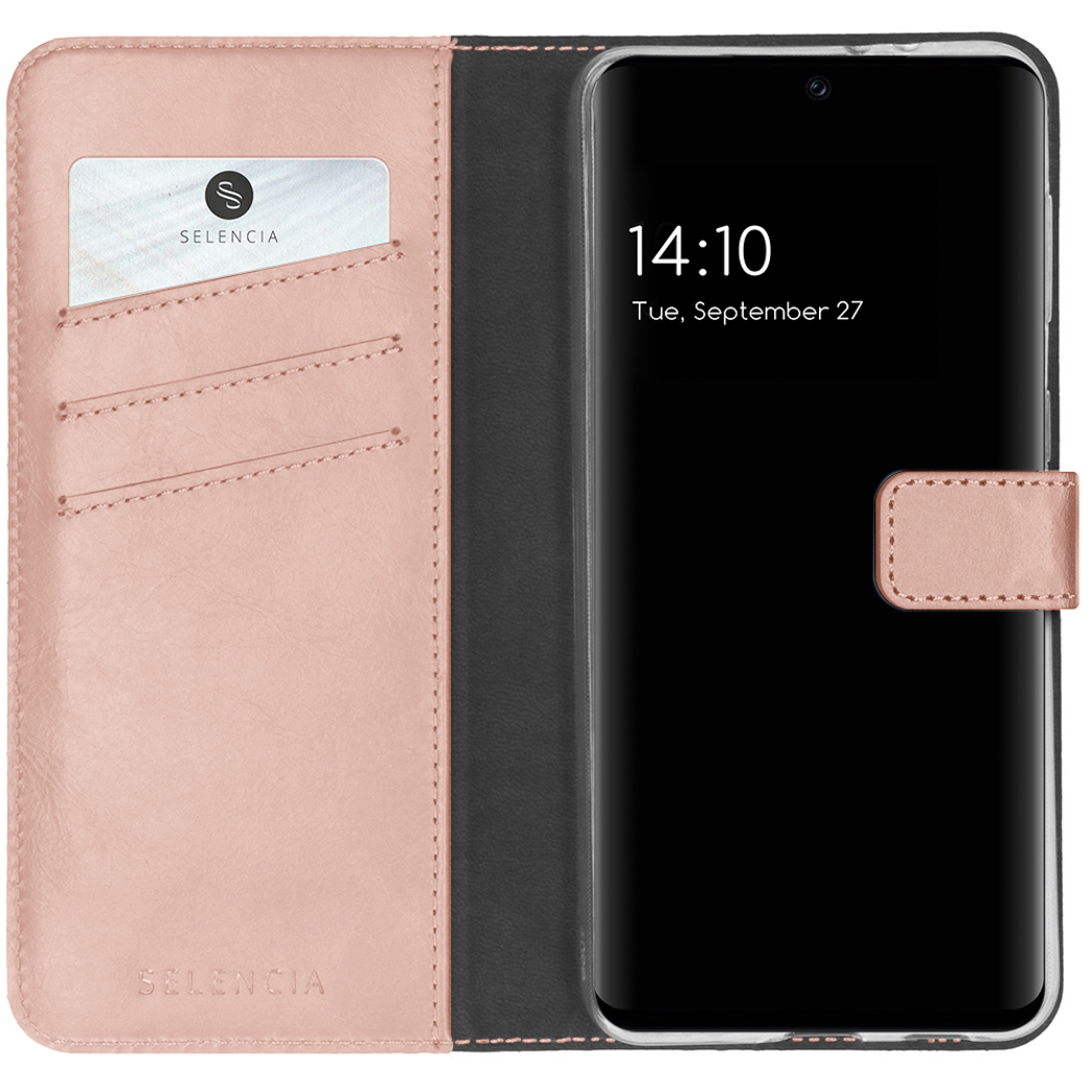 Selencia Echt Leren Bookcase Samsung Galaxy S21 FE – Roze