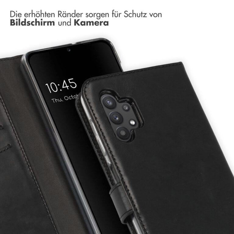 Selencia Echt Lederen Bookcase Samsung Galaxy A32 (5G) - Zwart - Afbeelding 8