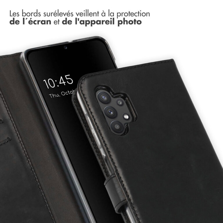 Selencia Echt Lederen Bookcase Samsung Galaxy A32 (5G) - Zwart - Afbeelding 5