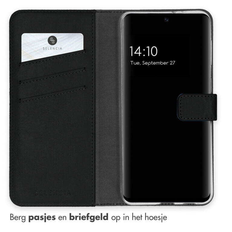 Selencia Echt Lederen Bookcase Samsung Galaxy A32 (5G) - Zwart - Afbeelding 3