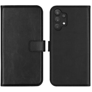 Selencia Echt Lederen Bookcase Samsung Galaxy A32 (5G) - Zwart