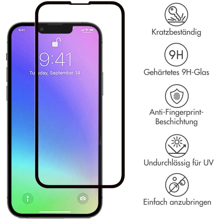 Selencia Gehard Glas Premium Screenprotector Apple iPhone 13 Mini - Zwart - Afbeelding 4