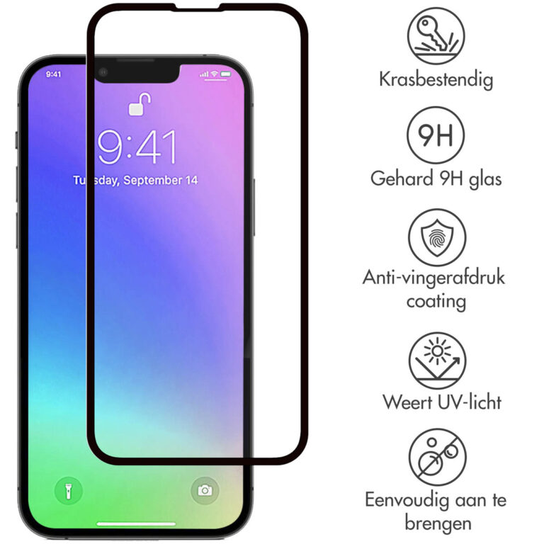 Selencia Gehard Glas Premium Screenprotector Apple iPhone 13 Mini - Zwart - Afbeelding 2
