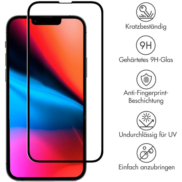 Selencia Gehard Glas Premium Screenprotector Apple iPhone 13 Pro Max / 14 Plus - Zwart - Afbeelding 4