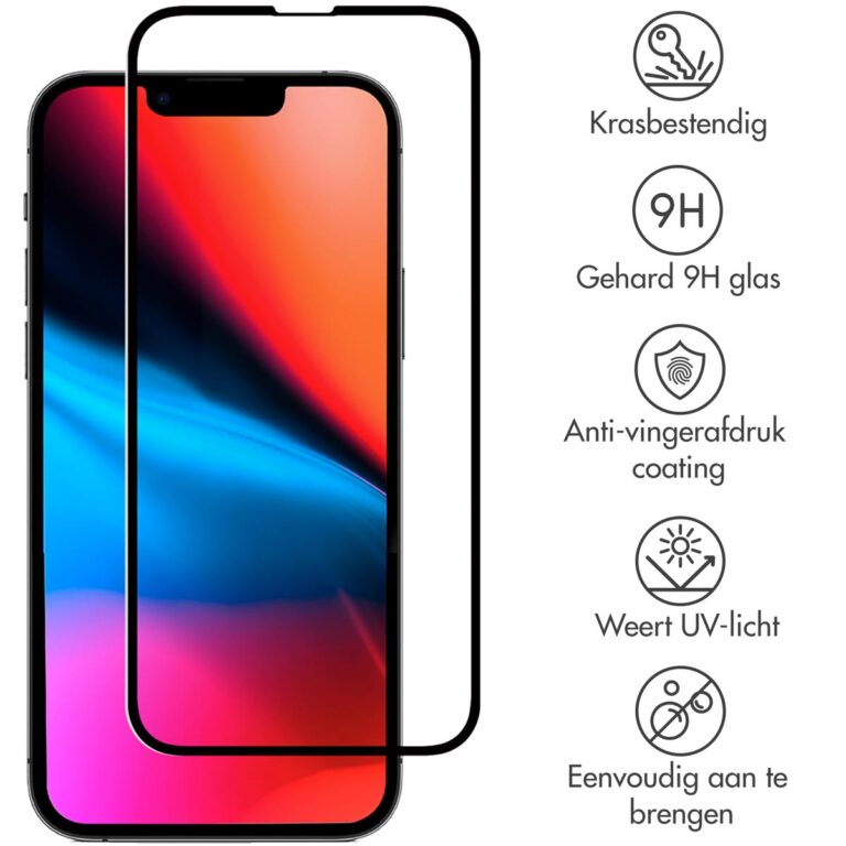 Selencia Gehard Glas Premium Screenprotector Apple iPhone 13 Pro Max / 14 Plus - Zwart - Afbeelding 2