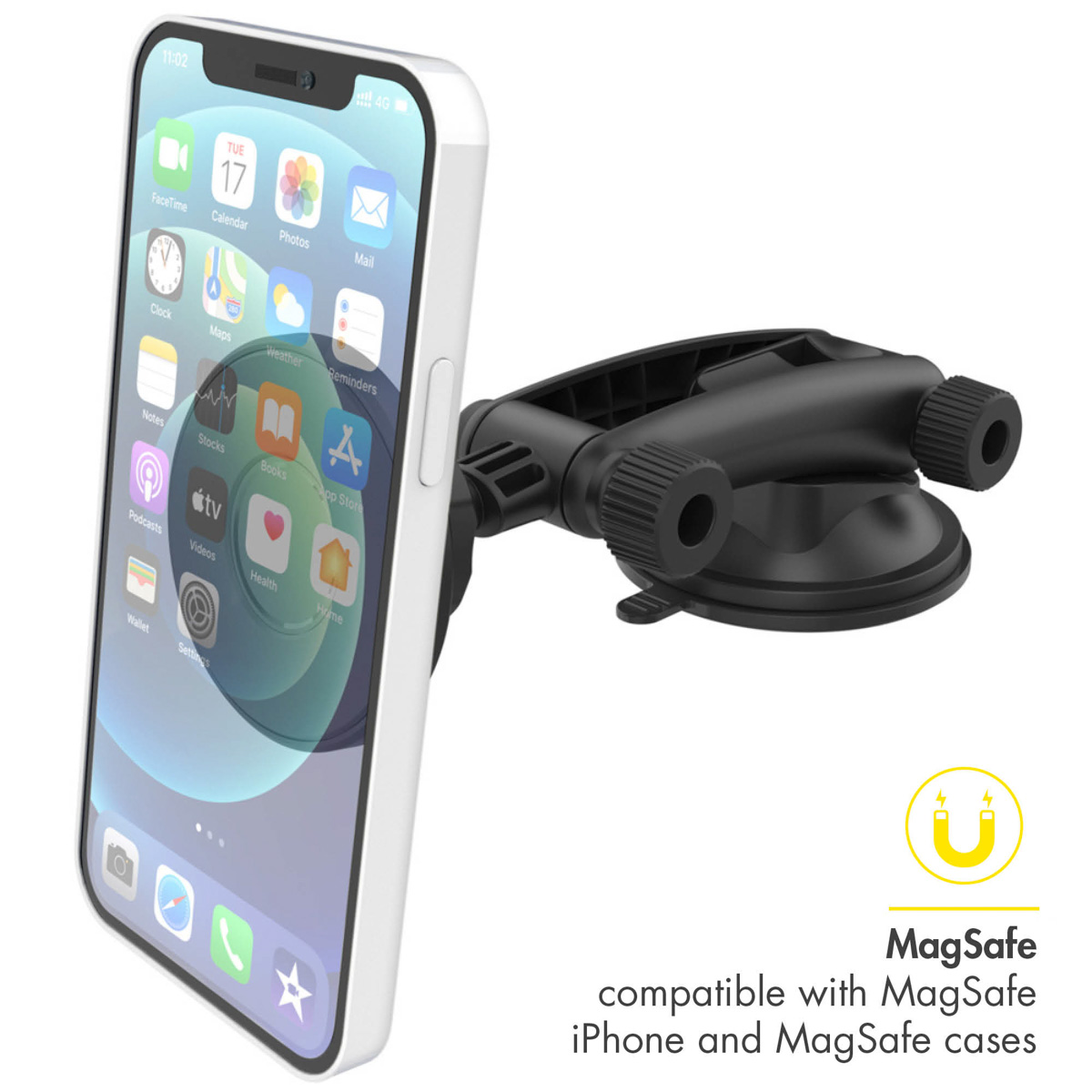 Accezz Telefoonhouder auto - MagSafe - Dashboard en voorruit - Magnetisch - Zwart - Afbeelding 2