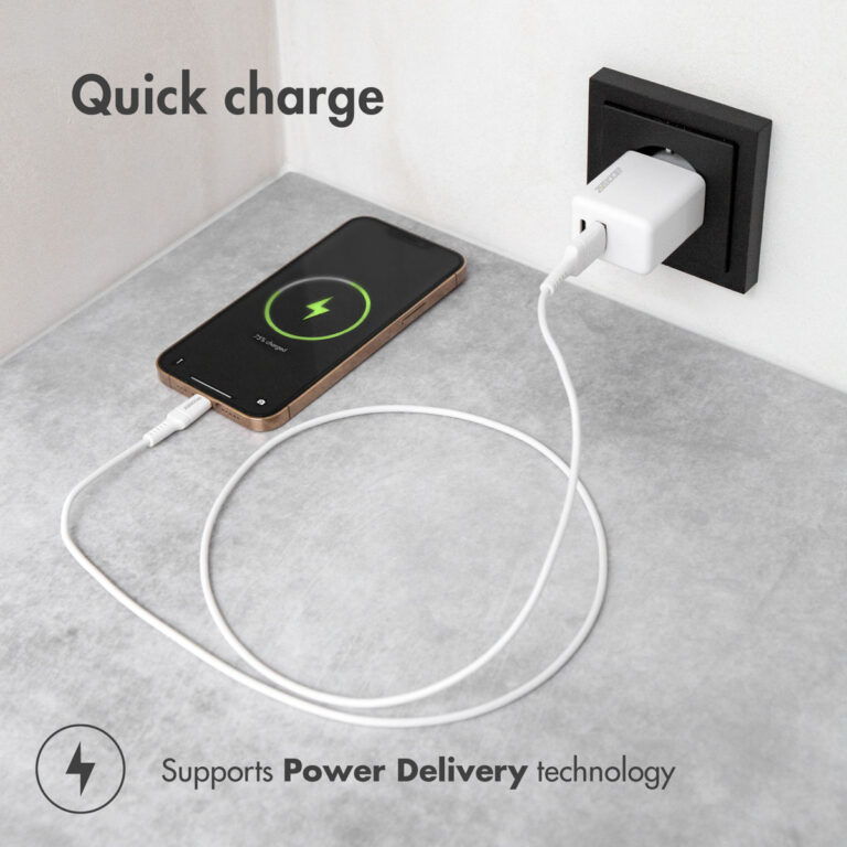 Accezz Wall Charger met Lightning naar USB-A kabel - Oplader - MFi certificering - 20 Watt - 1 meter - Wit - Afbeelding 6