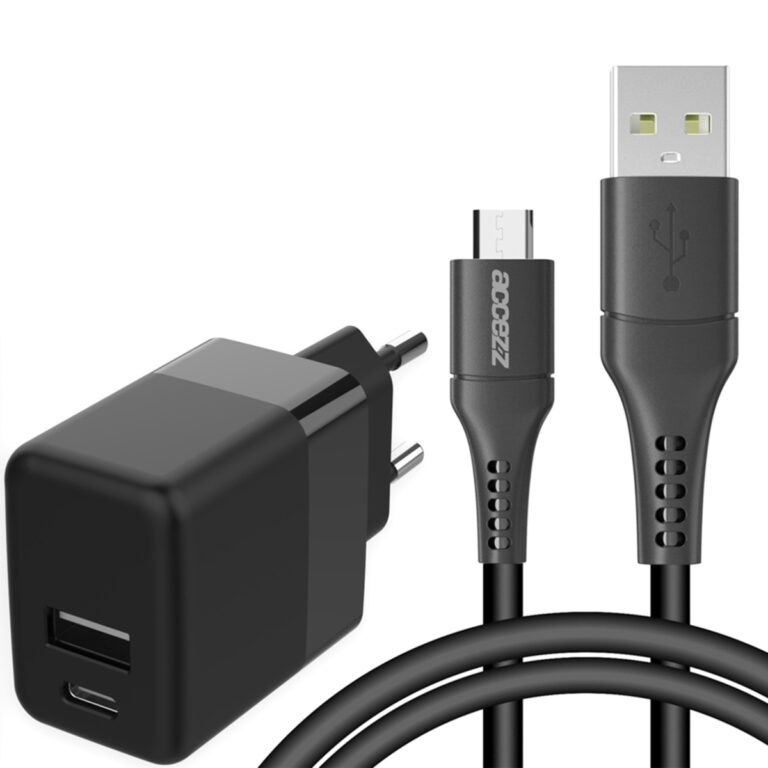 Accezz Wall Charger 20W + Micro-USB naar USB kabel - 1 meter - Zwart - Afbeelding 3