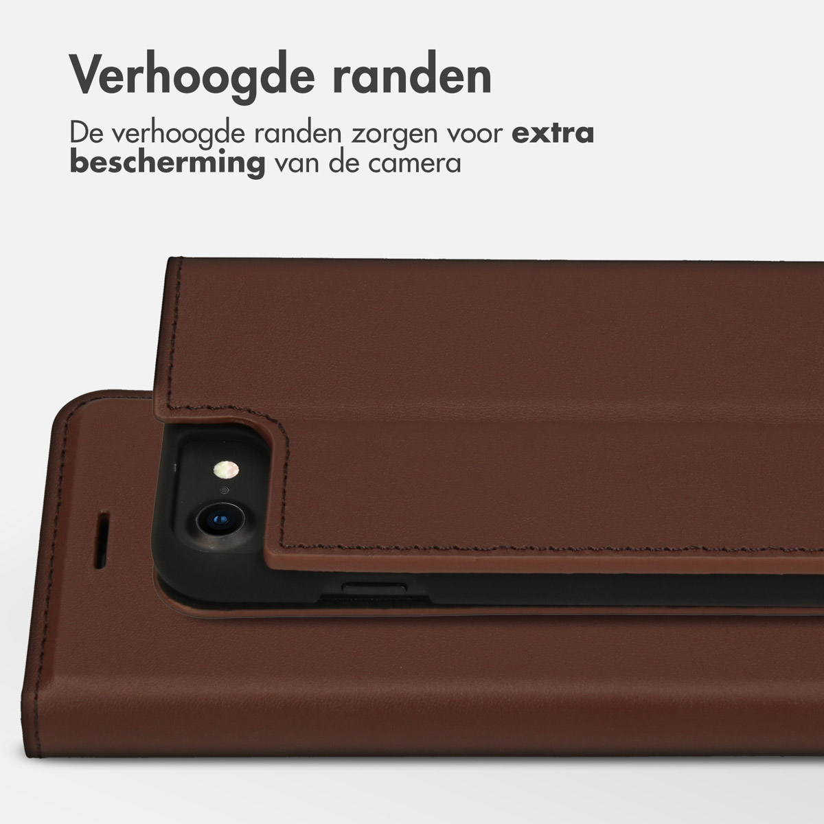 Accezz Premium Leather Slim Bookcase Apple iPhone SE (2022 / 2020) / 8 / 7 / 6(s) - Bruin - Afbeelding 7