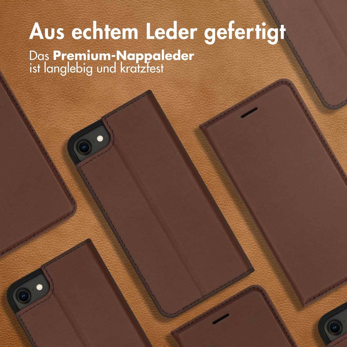 Accezz Premium Leather Slim Bookcase Apple iPhone SE (2022 / 2020) / 8 / 7 / 6(s) - Bruin - Afbeelding 2