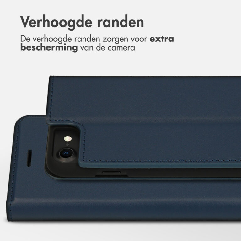 Accezz Premium Leather Slim Bookcase Apple iPhone SE (2022 / 2020) / 8 / 7 / 6(s) - Donkerblauw - Afbeelding 4