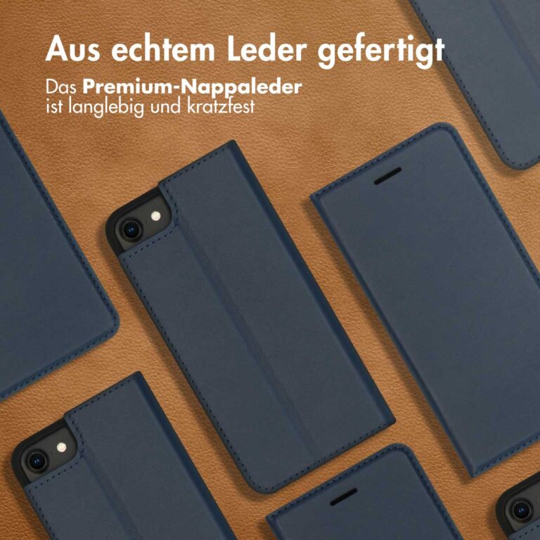 Accezz Premium Leather Slim Bookcase Apple iPhone SE (2022 / 2020) / 8 / 7 / 6(s) - Donkerblauw - Afbeelding 8