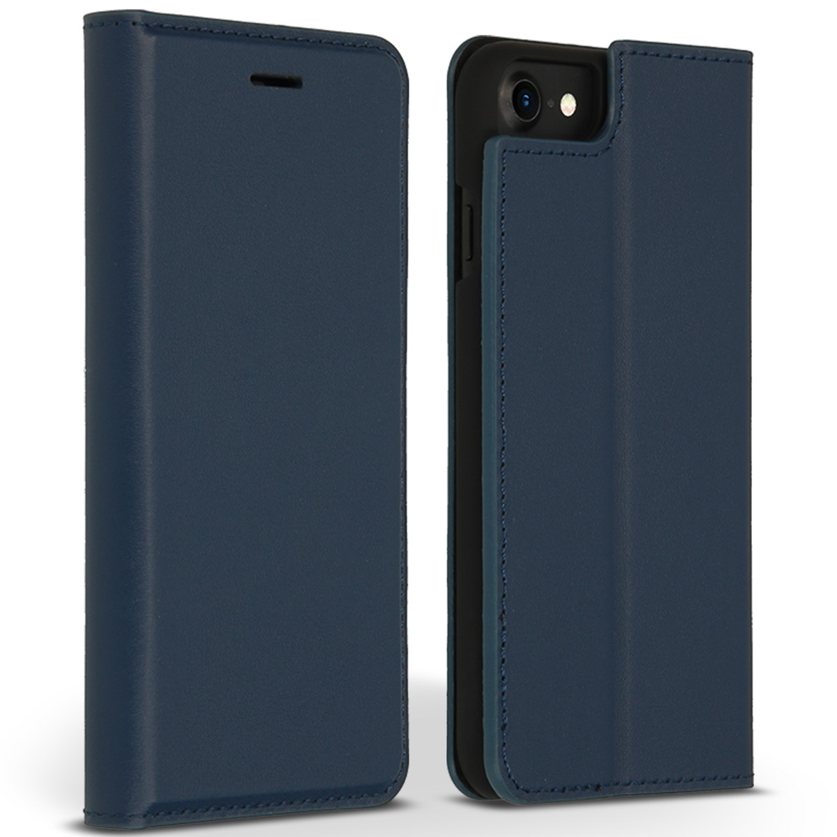 Accezz Premium Leather Slim Bookcase Apple iPhone SE (2022 / 2020) / 8 / 7 / 6(s) – Donkerblauw
