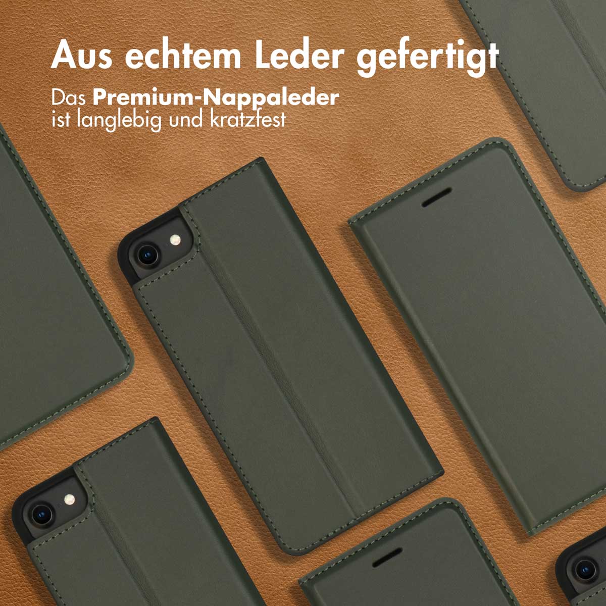 Accezz Premium Leather Slim Bookcase Apple iPhone SE (2022 / 2020) / 8 / 7 / 6(s) - Groen - Afbeelding 2