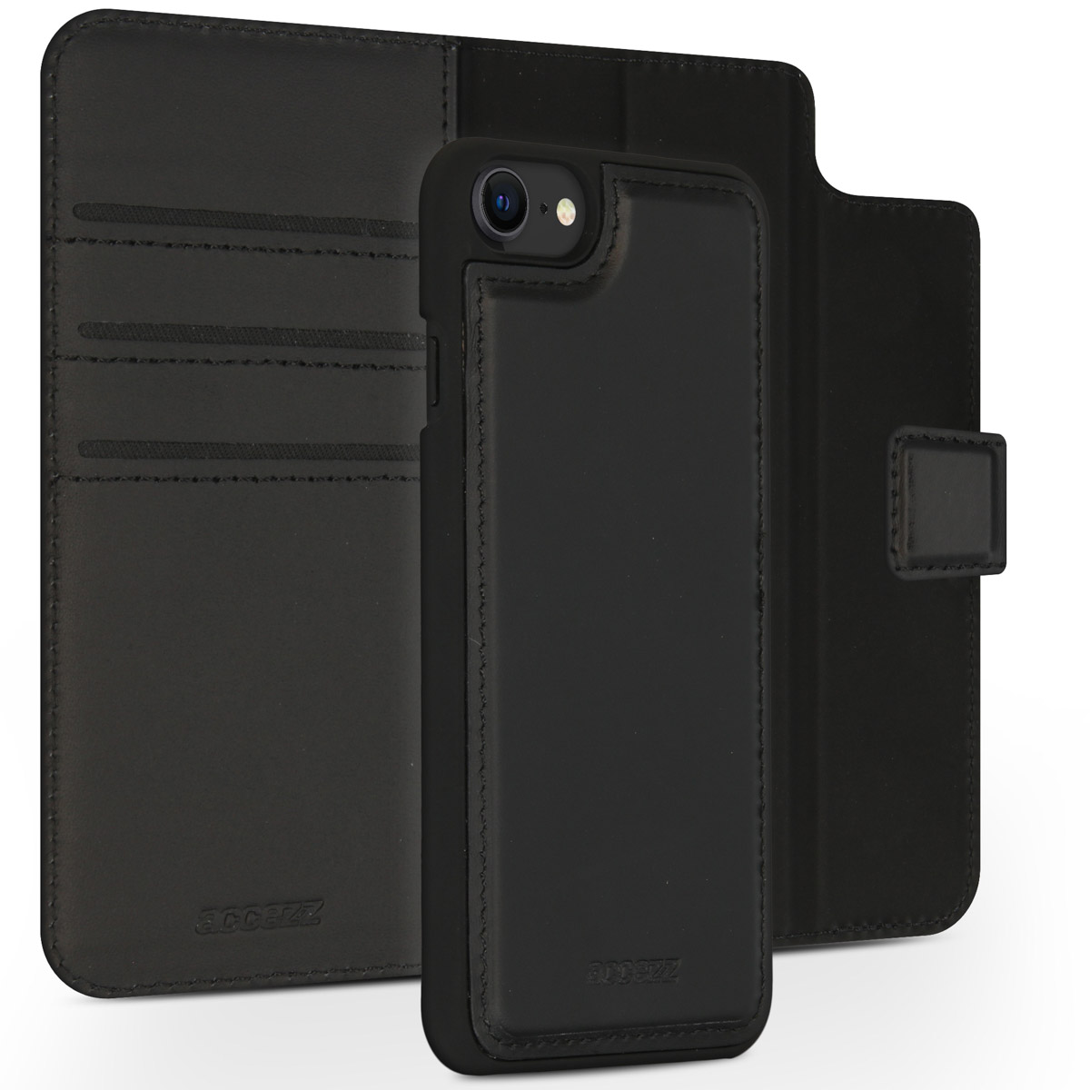 Accezz Premium Leather 2 in 1 Wallet Bookcase Apple iPhone SE (2022 / 2020) / 8 / 7 / 6(s) – Zwart