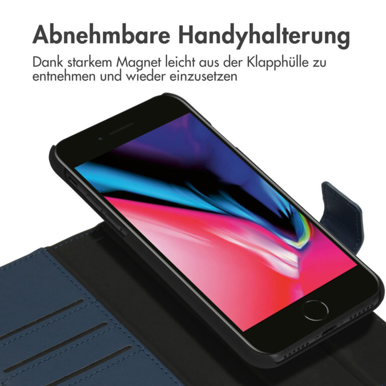 Accezz Premium Leather 2 in 1 Wallet Bookcase Apple iPhone SE (2022 / 2020) / 8 / 7 / 6(s) - Donkerblauw - Afbeelding 10