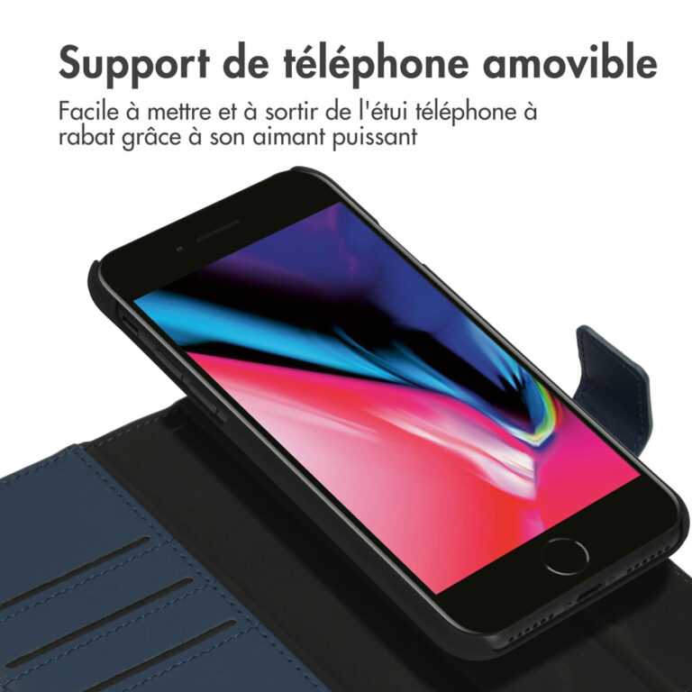 Accezz Premium Leather 2 in 1 Wallet Bookcase Apple iPhone SE (2022 / 2020) / 8 / 7 / 6(s) - Donkerblauw - Afbeelding 6