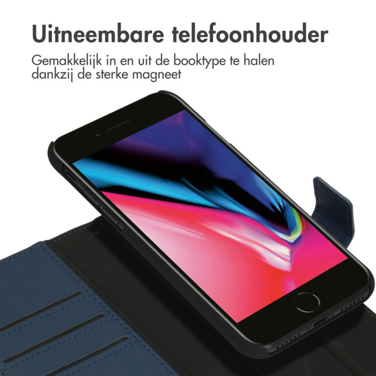Accezz Premium Leather 2 in 1 Wallet Bookcase Apple iPhone SE (2022 / 2020) / 8 / 7 / 6(s) - Donkerblauw - Afbeelding 4