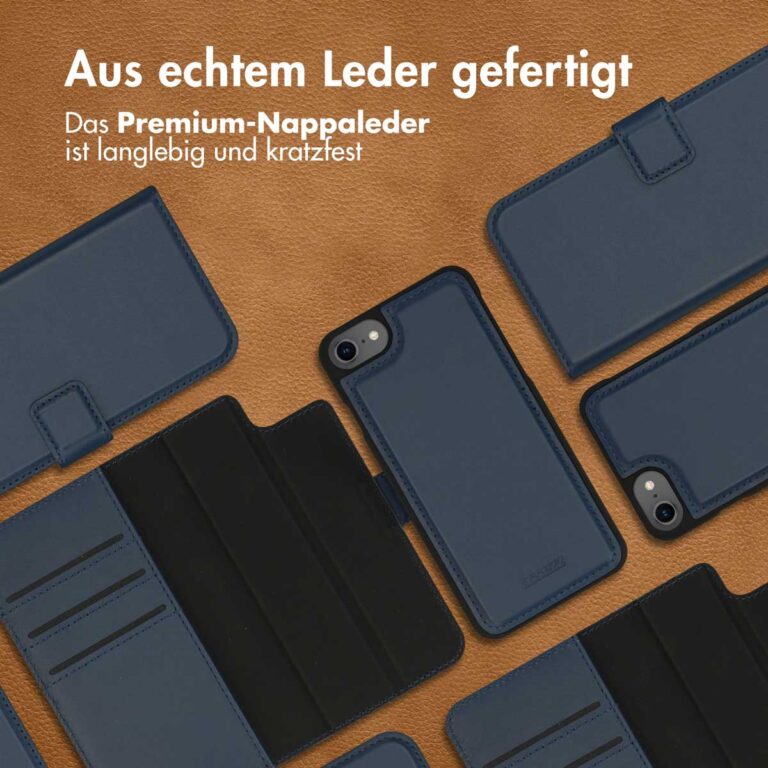 Accezz Premium Leather 2 in 1 Wallet Bookcase Apple iPhone SE (2022 / 2020) / 8 / 7 / 6(s) - Donkerblauw - Afbeelding 8