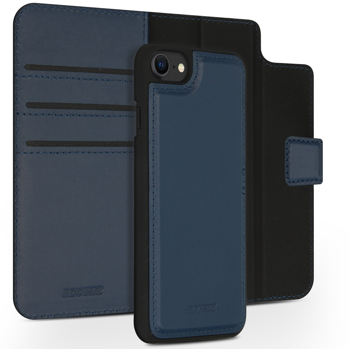 Accezz Premium Leather 2 in 1 Wallet Bookcase Apple iPhone SE (2022 / 2020) / 8 / 7 / 6(s) – Donkerblauw
