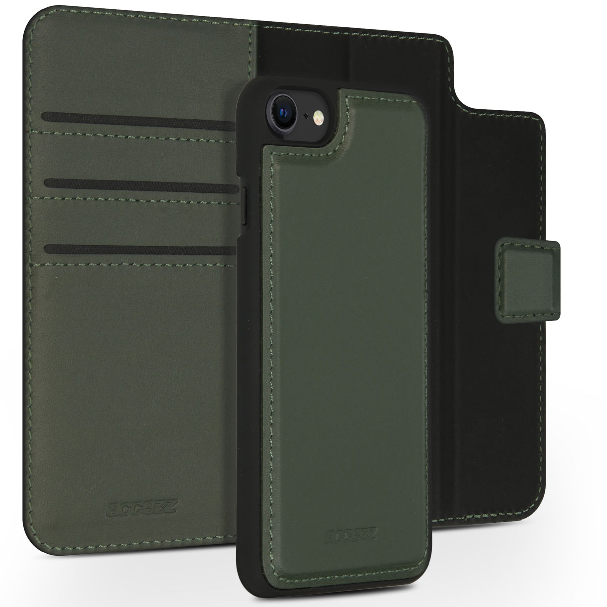 Accezz Premium Leather 2 in 1 Wallet Bookcase Apple iPhone SE (2022 / 2020) / 8 / 7 / 6(s) – Groen
