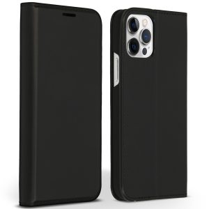 Accezz Premium Leather Slim Bookcase Apple iPhone 12 (Pro) - Zwart