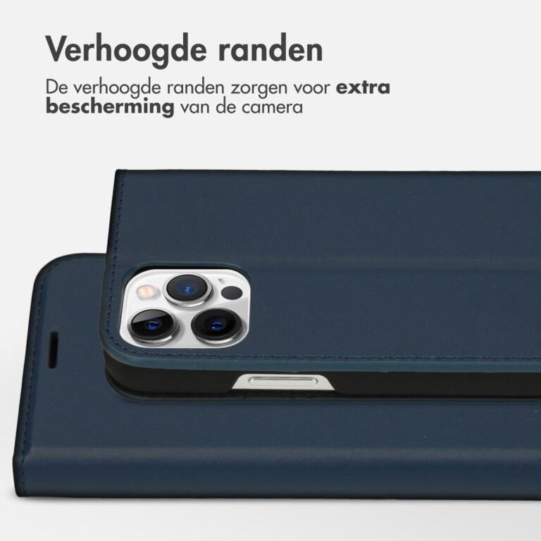 Accezz Premium Leather Slim Bookcase Apple iPhone 12 (Pro) - Donkerblauw - Afbeelding 8