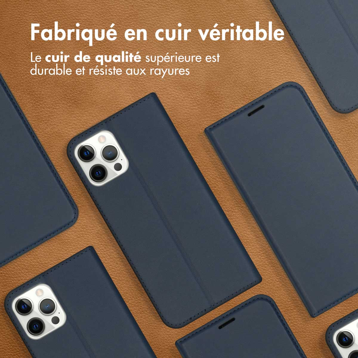 Accezz Premium Leather Slim Bookcase Apple iPhone 12 (Pro) - Donkerblauw - Afbeelding 3