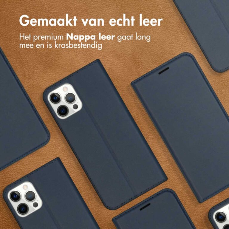 Accezz Premium Leather Slim Bookcase Apple iPhone 12 (Pro) - Donkerblauw - Afbeelding 6
