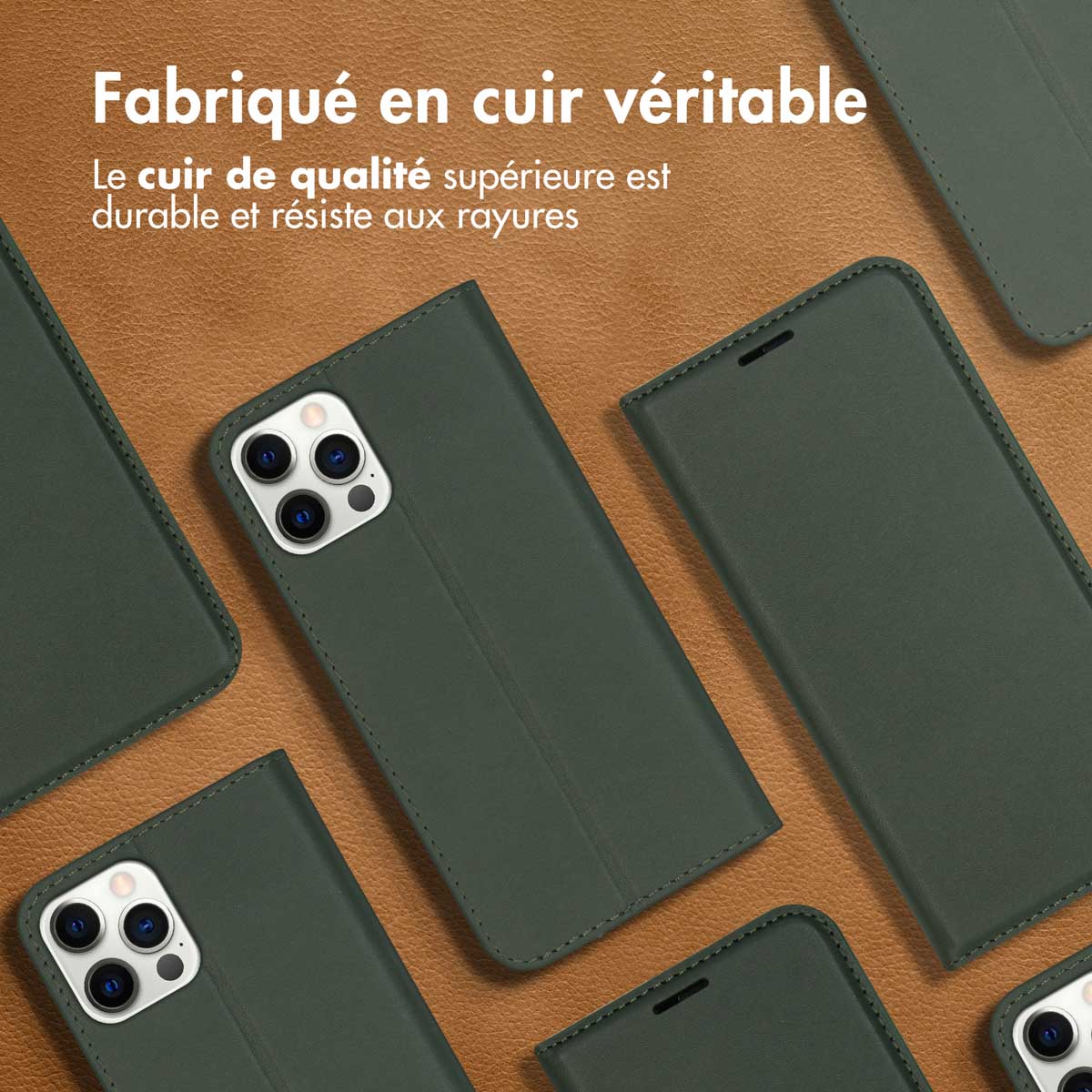 Accezz Premium Leather Slim Bookcase Apple iPhone 12 (Pro) - Groen - Afbeelding 9