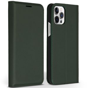 Accezz Premium Leather Slim Bookcase Apple iPhone 12 (Pro) - Groen